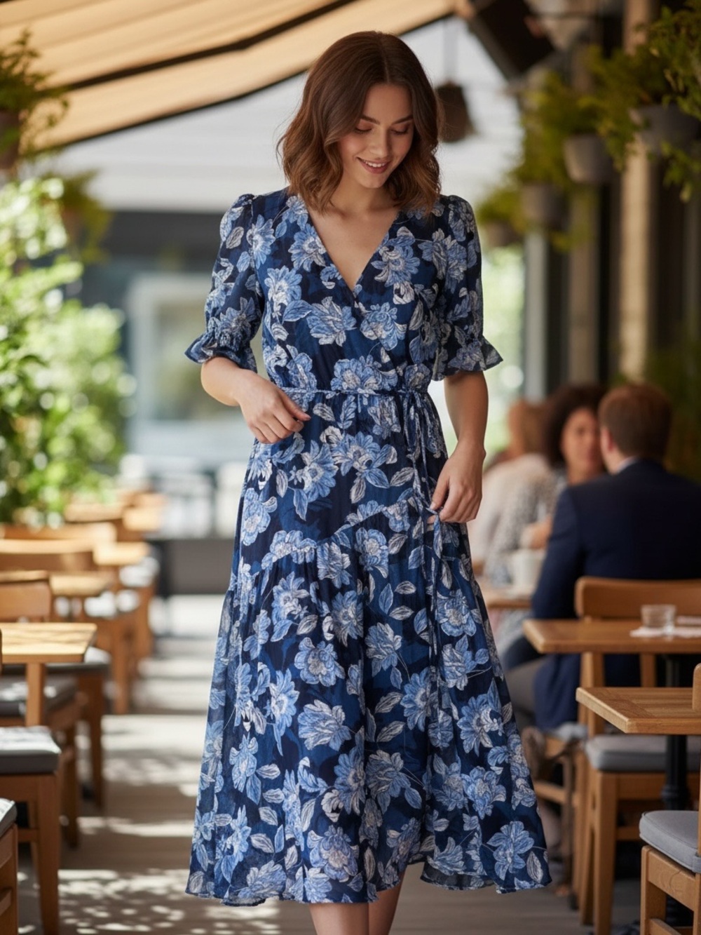 Johnny Was Jade Navy Maxi Dress in Blue Floral Print size XS